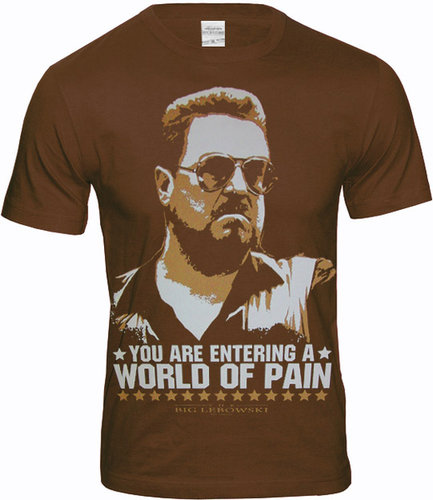 THE BIG LEBOWSKI Movie Herren T-Shirt  WORLD OF PAIN Braun