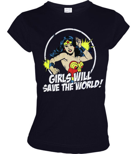LOGOSH!RT Wonder Woman Girl T-Shirt GIRLS WILL SAVE...