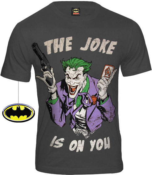 DC Comics Batman Herren T-Shirt Joker Smile S-XL Dunkelgrau 