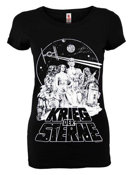 Logo LOGOSHIRT Frauen T-Shirt Star Wars schwarz Krieg der Sterne 