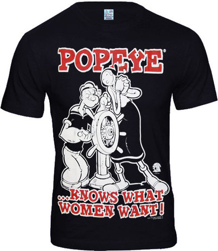 Popeye Herren T-Shirt Logoshirt ...knows what Woman want navy