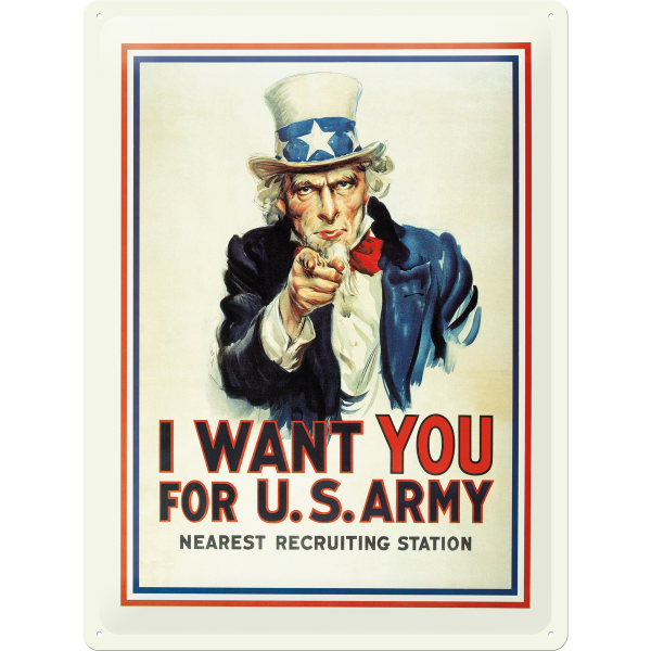 Neu Blechschild 20317 30 X 40 cm I Want You For US Army