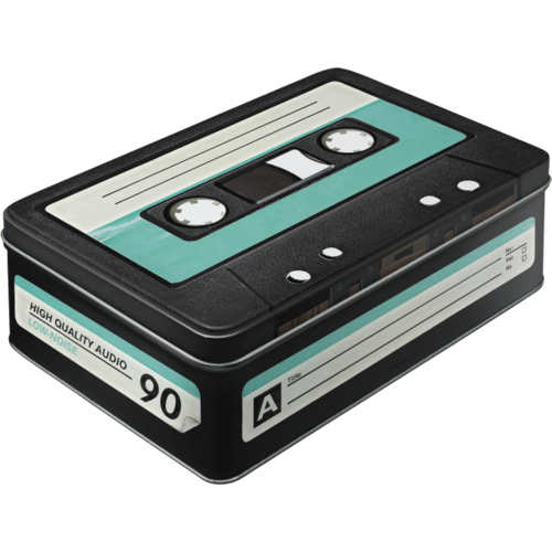 50er Retro Cassette Blechdose/Vorratsdose Flach