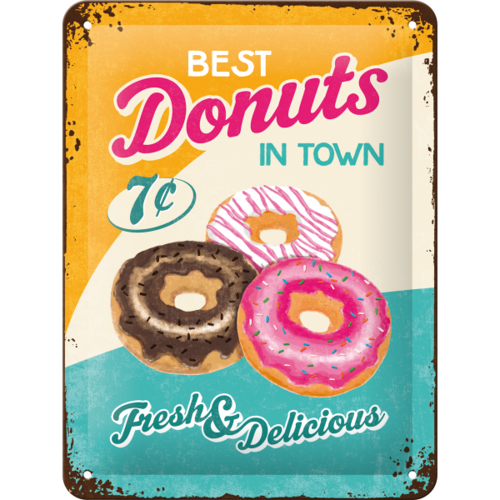 Retro Best Donuts in Town Blechschild/Küchenschild 15x20cm