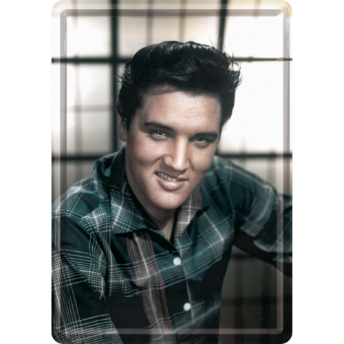 Elvis Presley Portrait Blechpostkarte Grußkarte 10x14cm