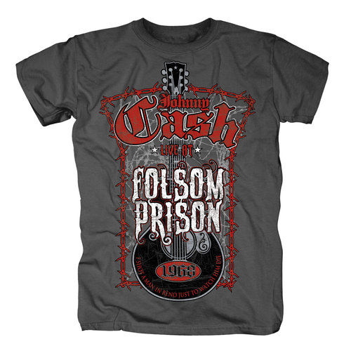 Johnny Cash Herren T-Shirt FOLSOM PRISON grau