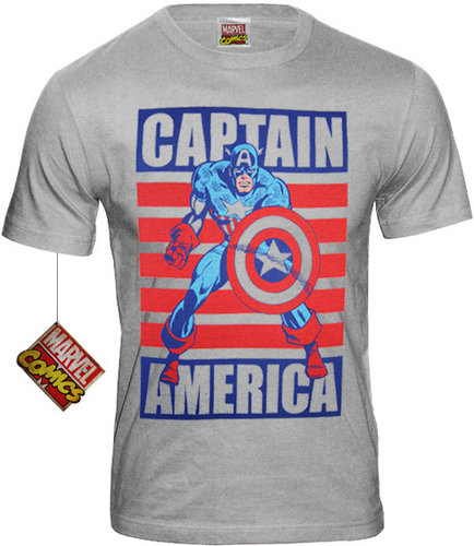 Marvel Comics Retro Herren T-Shirt CAPTAIN AMERICA FLAG