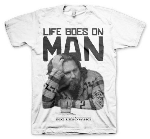 The Big Lebowski Herren T-Shirt LIFE GOES ON MAN weiss