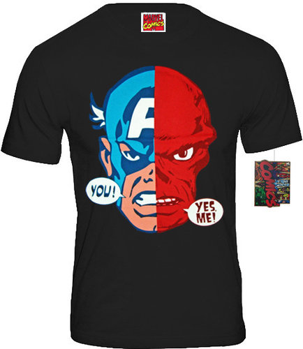 Marvel Comics CAPTAIN AMERICA Herren T-Shirt HALF HALF