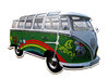 VW Bulli Wanduhr T1 Samba Bus Peace grün