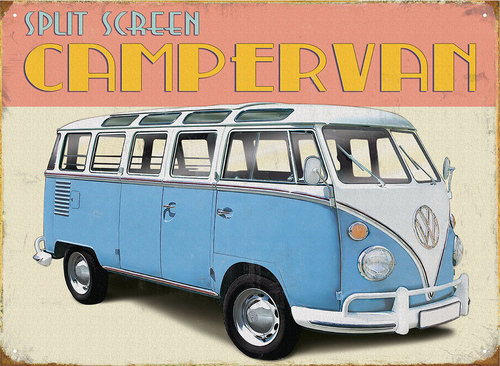 Retro VW Bus Bulli Blechschild Campervan 30x40cm