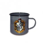 Harry Potter Emaille Becher Tasse Hufflepuff Logo grau