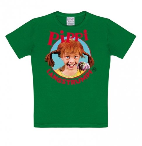 PIPPI LANGSTRUMPF Mädchen Kinder T-Shirt Portrait grün