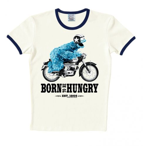 Cookie Monster Herren T-Shirt Born To Be Hungry Ringer