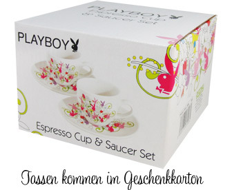 Playboy Sketch Espressotassen Set 2 Tassen + Teller