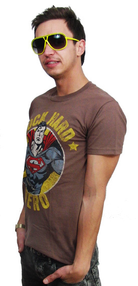 Superman Rock Hard Hero T-Shirt Retro Braun