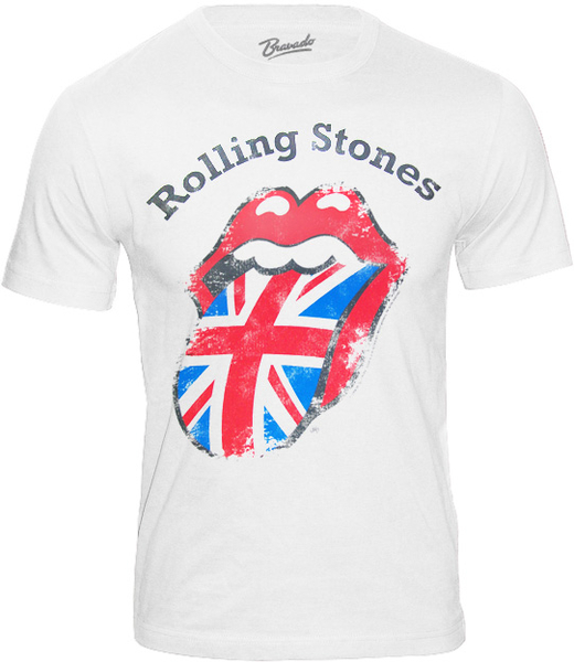 Rolling Stones Logo UNION JACK Retro T-Shirt British Tongue WHITE
