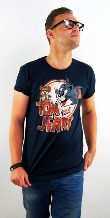 TOM AND JERRY Retro Comic Herren T-Shirt VINTAGE LOGO