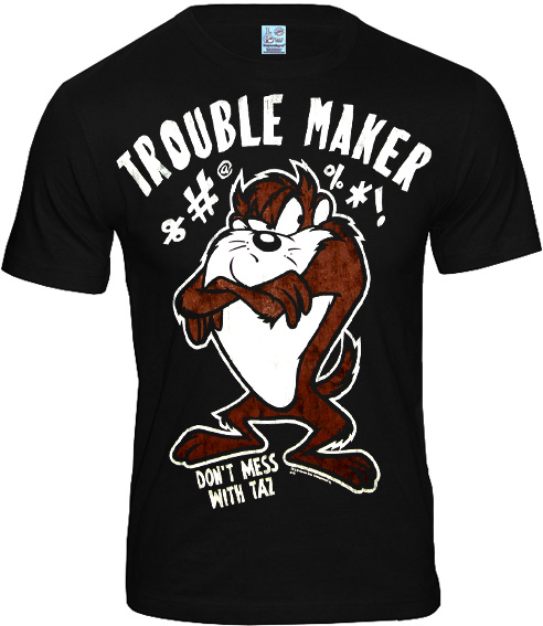 TAZMANIA Looney Tunes Retro Comic Herren T-Shirt TROUBLE MAKER