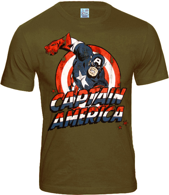 MARVEL Comic Herren T-Shirt CAPTAIN AMERICA khaki