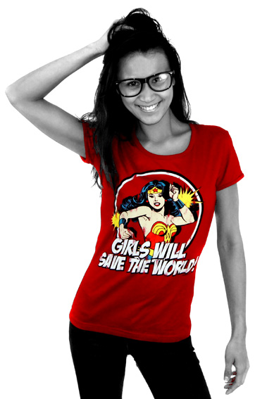 WONDER WOMAN Frauen T-Shirt GIRLS WILL SAVE THE WORLD