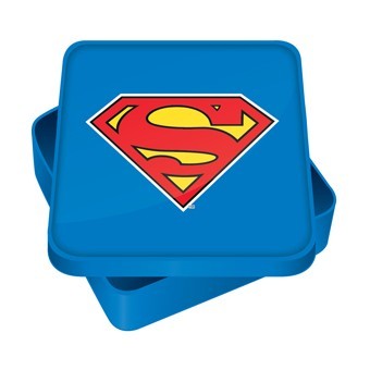 Metall-Brotzeitbox in Blau mit Supermanlogo