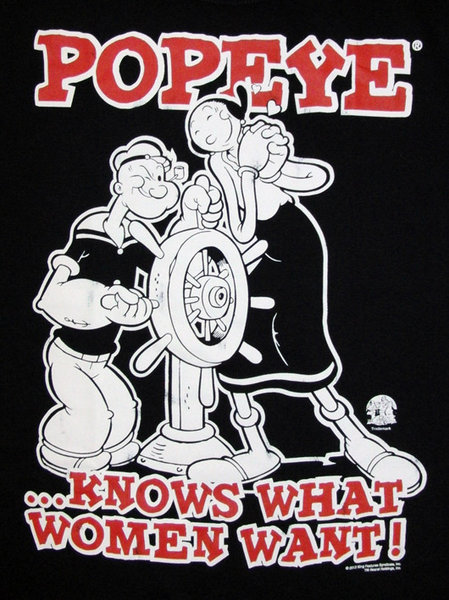 Popeye Herren T-Shirt Logoshirt what Woman want Navy