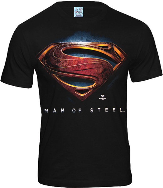 Logoshirt Herren Superman Man Of Steel T-Shirt Schwarz