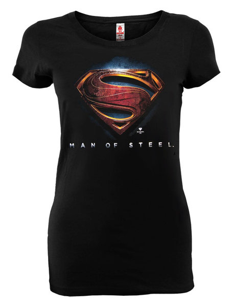 Superman Man Of Steel Logoshirt Frauen T-Shirt Schwarz