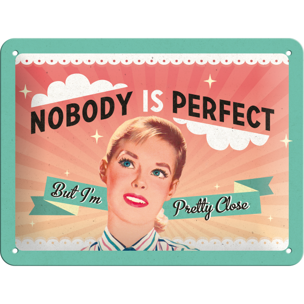 Retro Nobody is Perfect Blechschild 15x20 cm