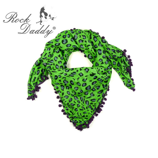 rockiges Tuch Schal im Leoparden Muster Grün Violett