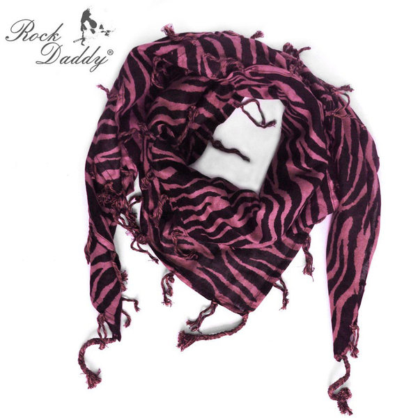 rockiges Tuch Schal mit Zebra Muster Schwarz Rosa