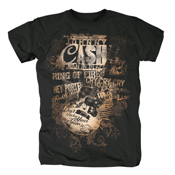Original Johnny Cash Herren T-Shirt LYRICS schwarz