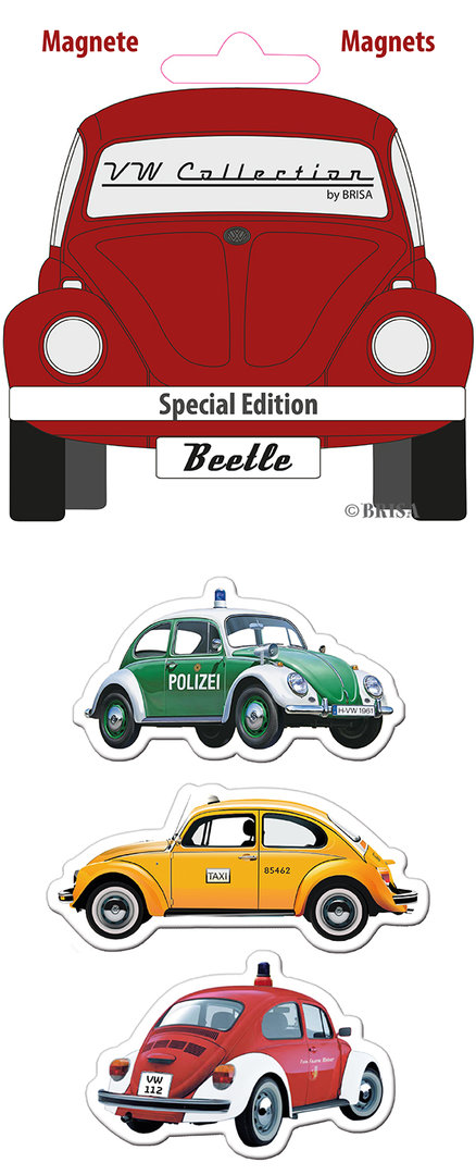 Retro VW Beetle Käfer Magnet Set 3 tlg. rot