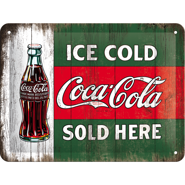 COCA COLA ICE COLD SOLD HERE Blechschild 15x20