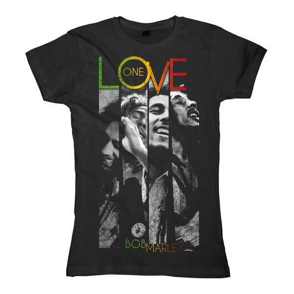 Bob Marley Girl T-Shirt One Love Stripes