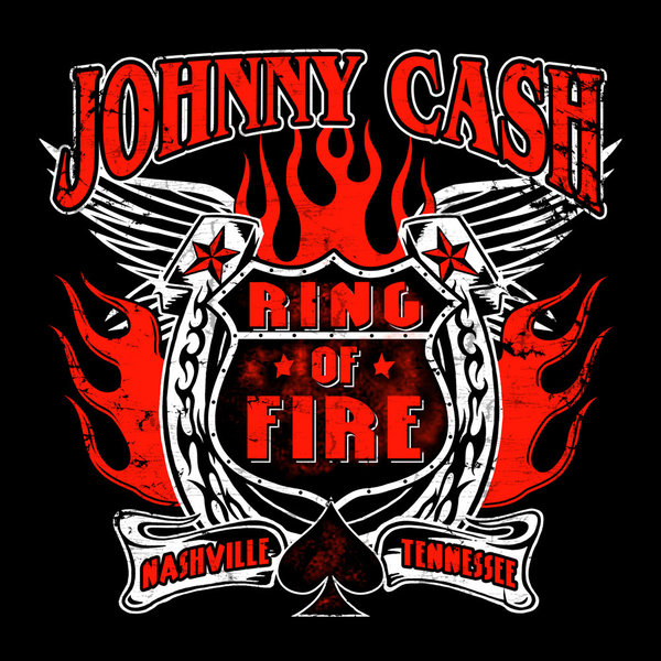 Johnny Cash Herren T-Shirt Ring Of Fire