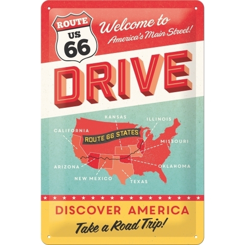 Route 66 Discover America Blechschild 20x30cm