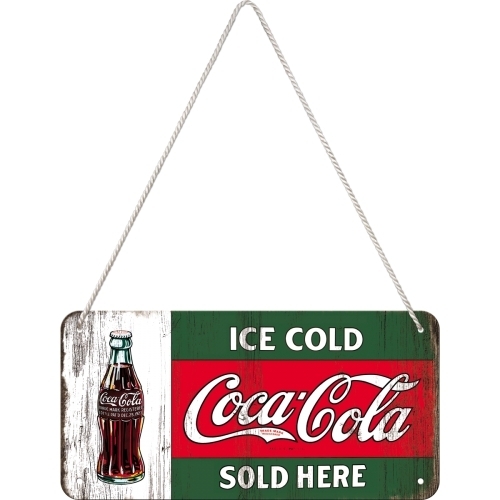 Retro COCA COLA Ice Cold Sold Here Hängeschild Blechschild