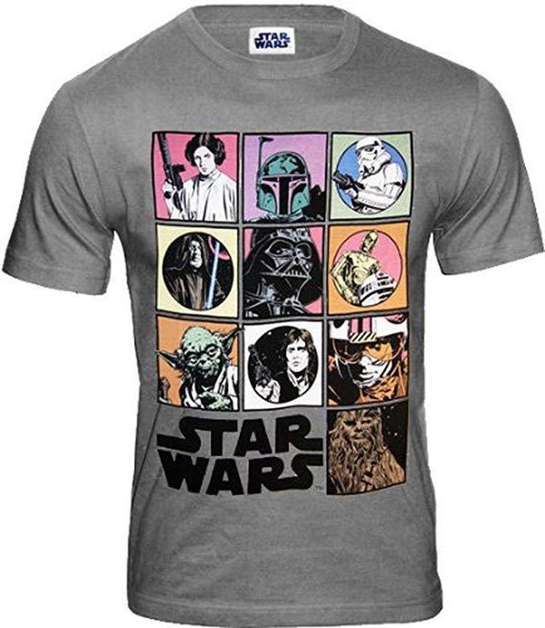 Star Wars Comic Motiv Herren T-Shirt grau Icons