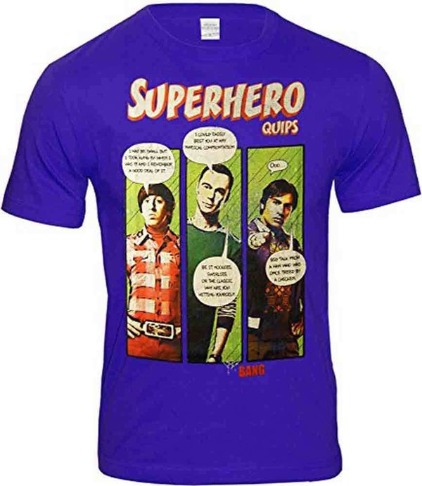 The Big Bang Theory Sheldon Herren T-Shirt Superhero Quips blau