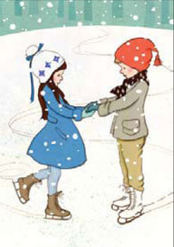 Belle & Boo Weihnachtskarte Postkarte Shall We Skate