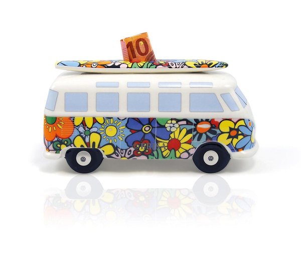 VW T1 Bus Spardose Keramik Blumen