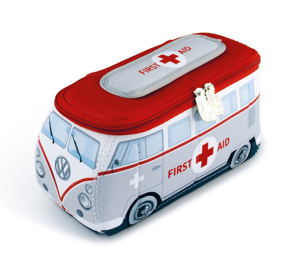 VW Bus T1 Neopren Tasche Mäppchen First Aid grau