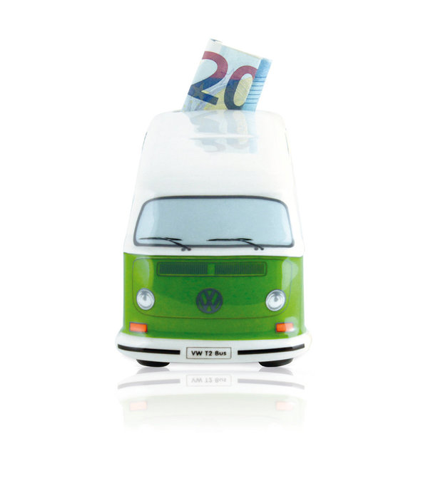 VW T2 Bulli Bus Spardose Keramik grün