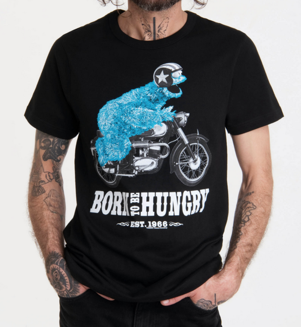 Krümelmonster Motorrad Born To Be Hungry Herren T-Shirt