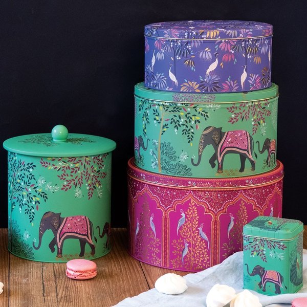 Sara Miller runde Keksdose Elefant Indien Design