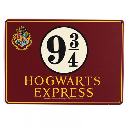 Harry Potter Blechschild 9 3/4 Plattform Hogwarts Express Wappen A5