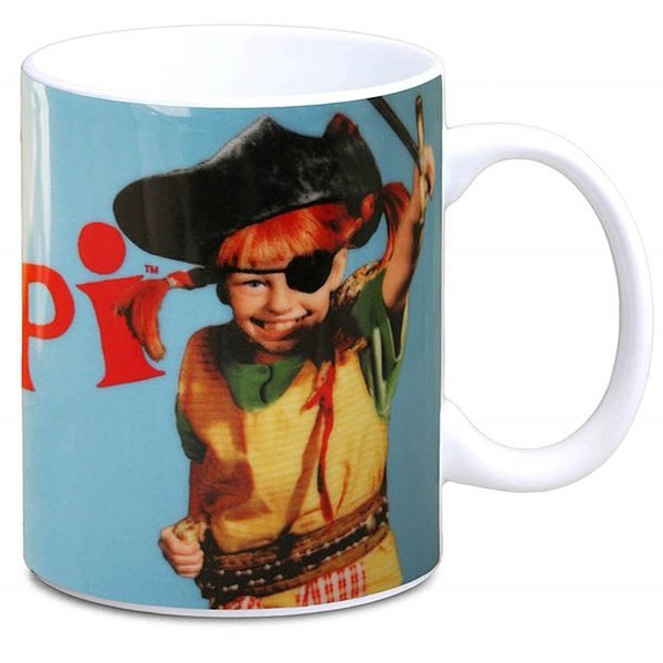 Pippi Langstrumpf Kaffeepott Kopp Tasse Pirat blau
