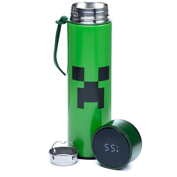 Minecraft Creeper Thermo Isolier- Edestahl Trinkflasche Digital Thermometer